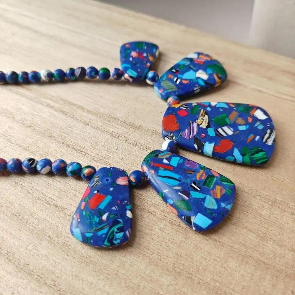 Boho colorful matrix turquoise stone necklace